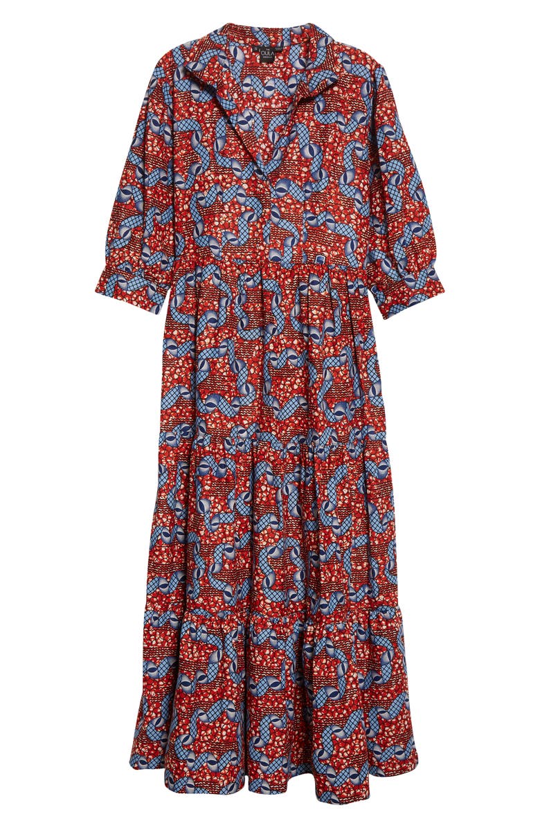 The Oula Company Spread Collar Cotton Maxi Dress, Alternate, color,