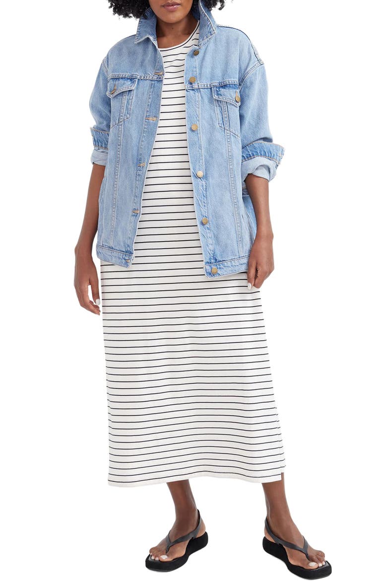 The Easygoing Nursing Maxi T-Shirt Dress, Main, color, BLACK/ WHITE STRIPE