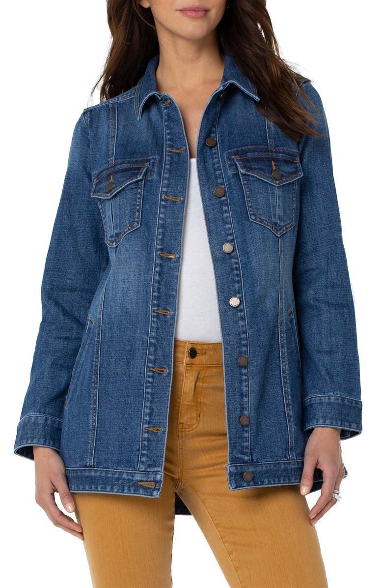 Liverpool Los Angeles Longline Denim Jacket, Main, color, 