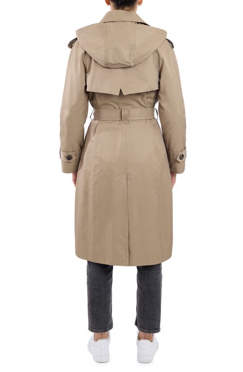 London Fog Cotton Blend Trench In Driftwood