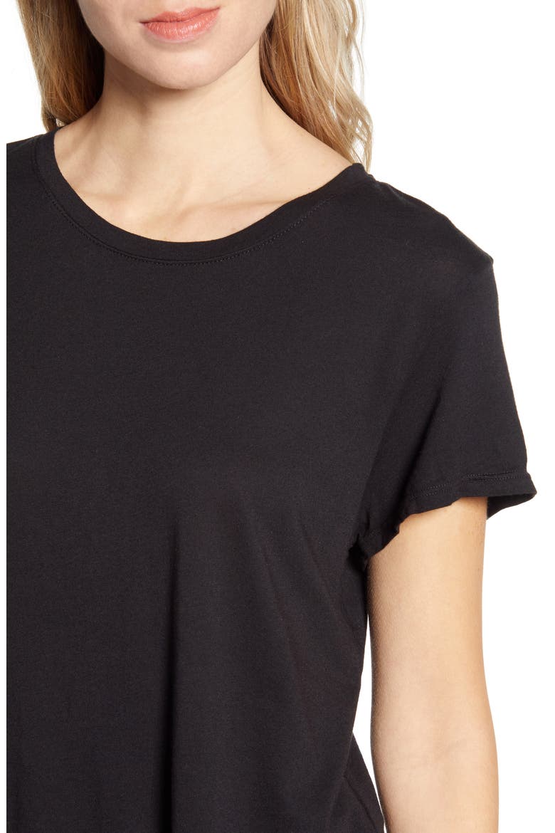 Abbie Crewneck Cotton Blend Tee, Alternate, color, BLACK