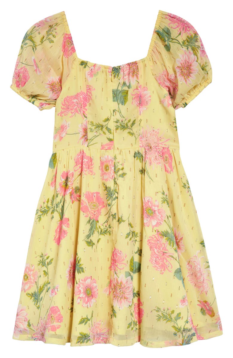 Nordstrom Kids' Floral Print Puff Sleeve Dress, Alternate, color, 
