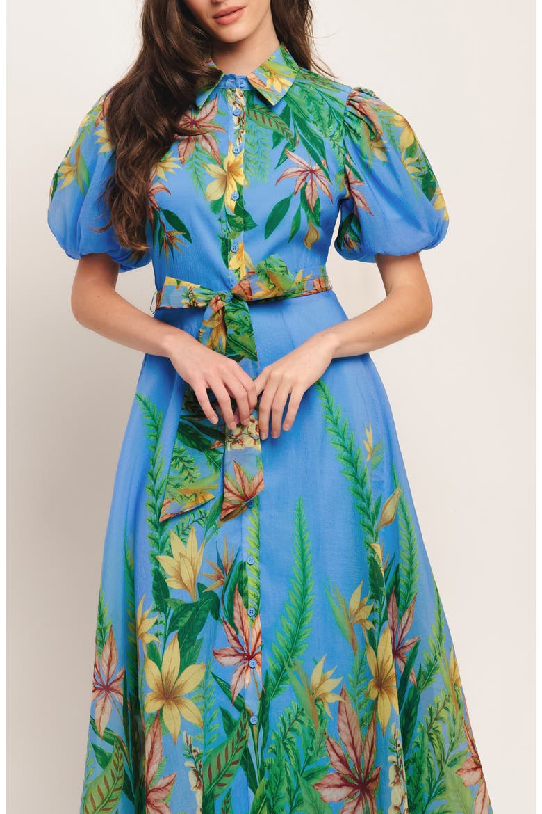 Floral Midi Shirtdress, Alternate, color, BLUE