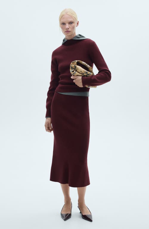 Shop Mango Rib Midi Skirt In Wine