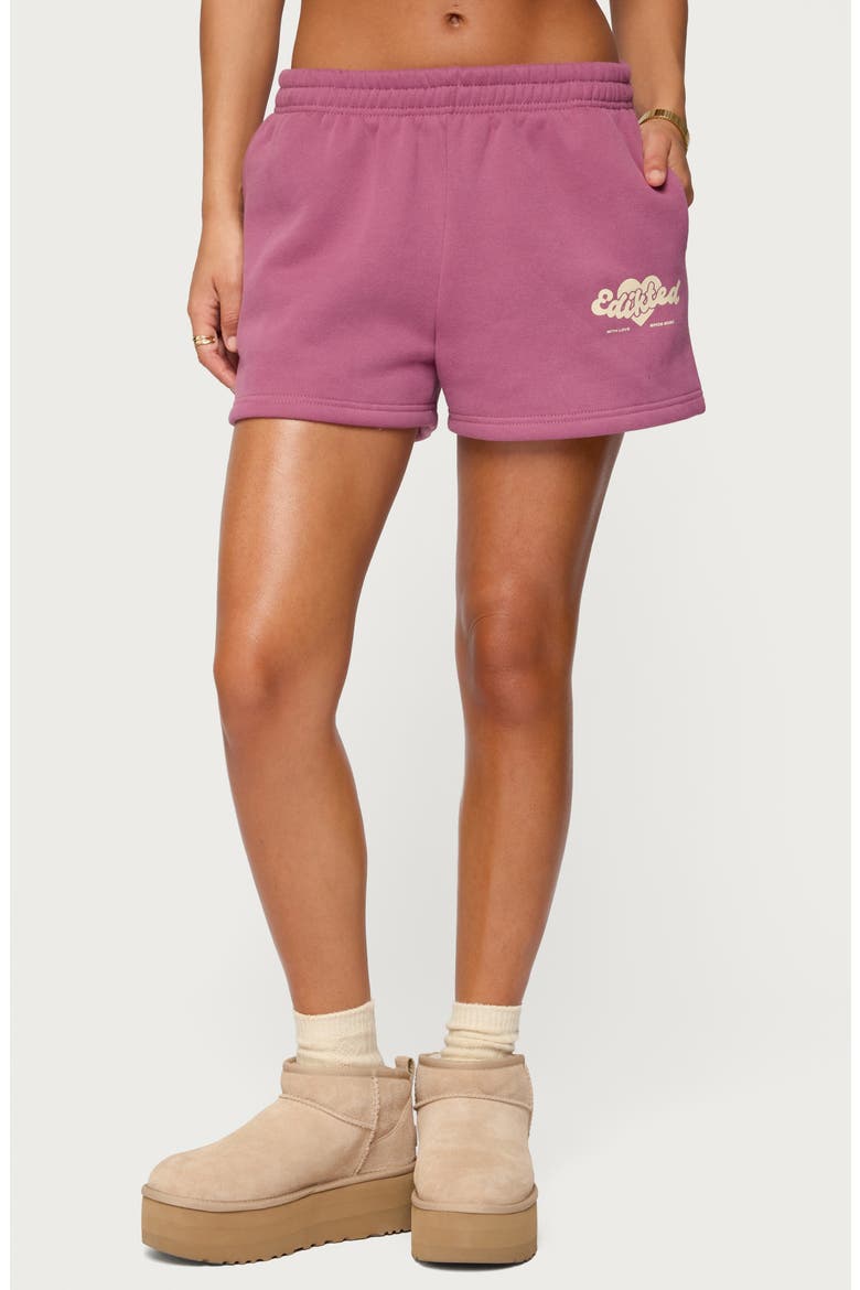 We're Edikted Sweat Shorts, Main, color, MAUVE