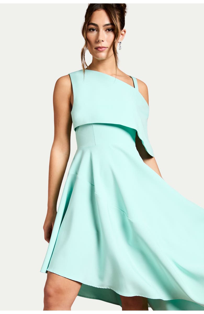 Coast Asymmetric Crepe Midi Dress, Alternate, color, Aqua