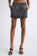 Alexander Wang Hotfix Crystal Drawstring French Terry Miniskirt
