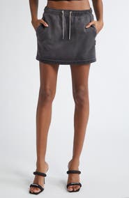 Alexander Wang Hotfix Crystal Drawstring French Terry Miniskirt