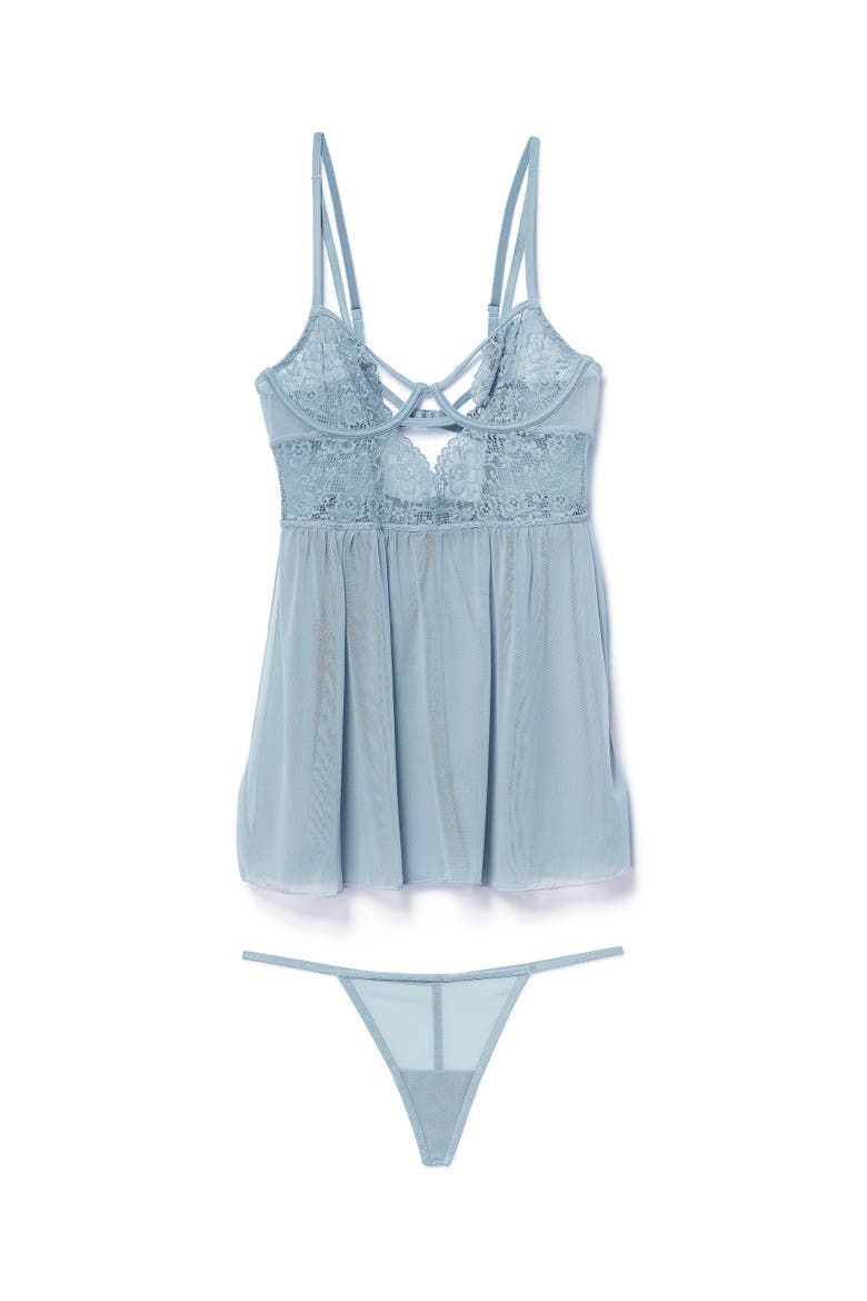 Rae Unlined Babydoll & G-String Set Lingerie, Alternate, color, Delphinium Blue