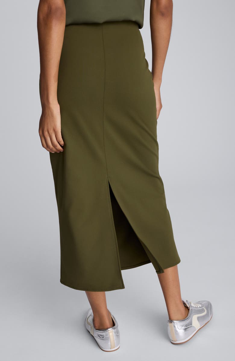 Kenneth Cole Back Slit Midi Skirt, Alternate, color, Olive Green
