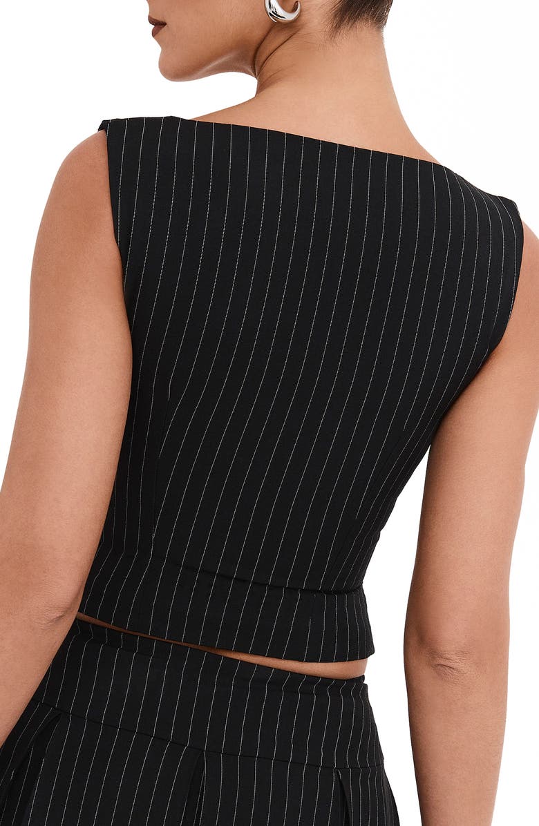 Mistress Rocks Pinstripe Corset, Alternate, color, Black