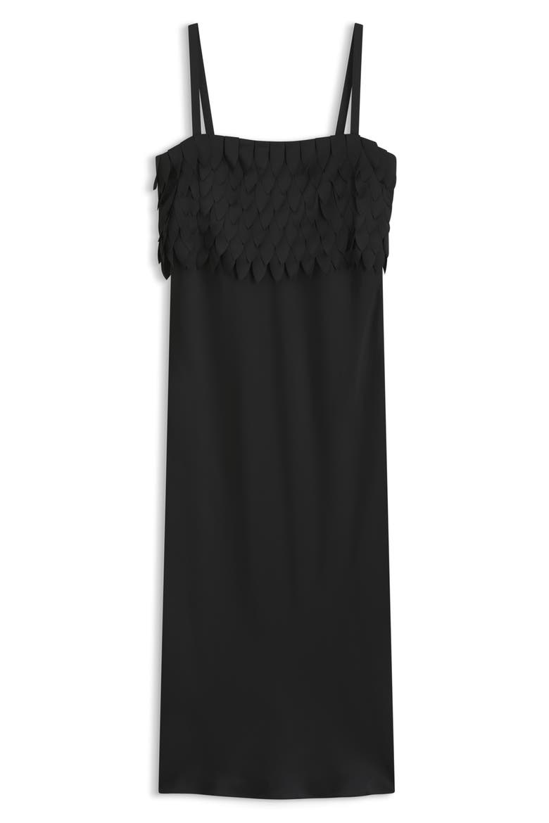Dalaster Faux Feather Bodice Maxi Dress, Alternate, color, BLACK