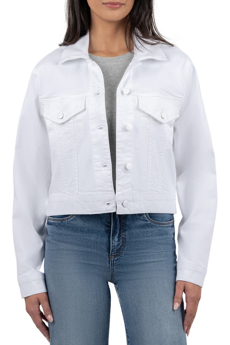 Angela Crop Denim Jacket, Main, color, OPTIC WHITE