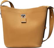 Tory Burch Lock Medium Slim Suede Bucket Bag