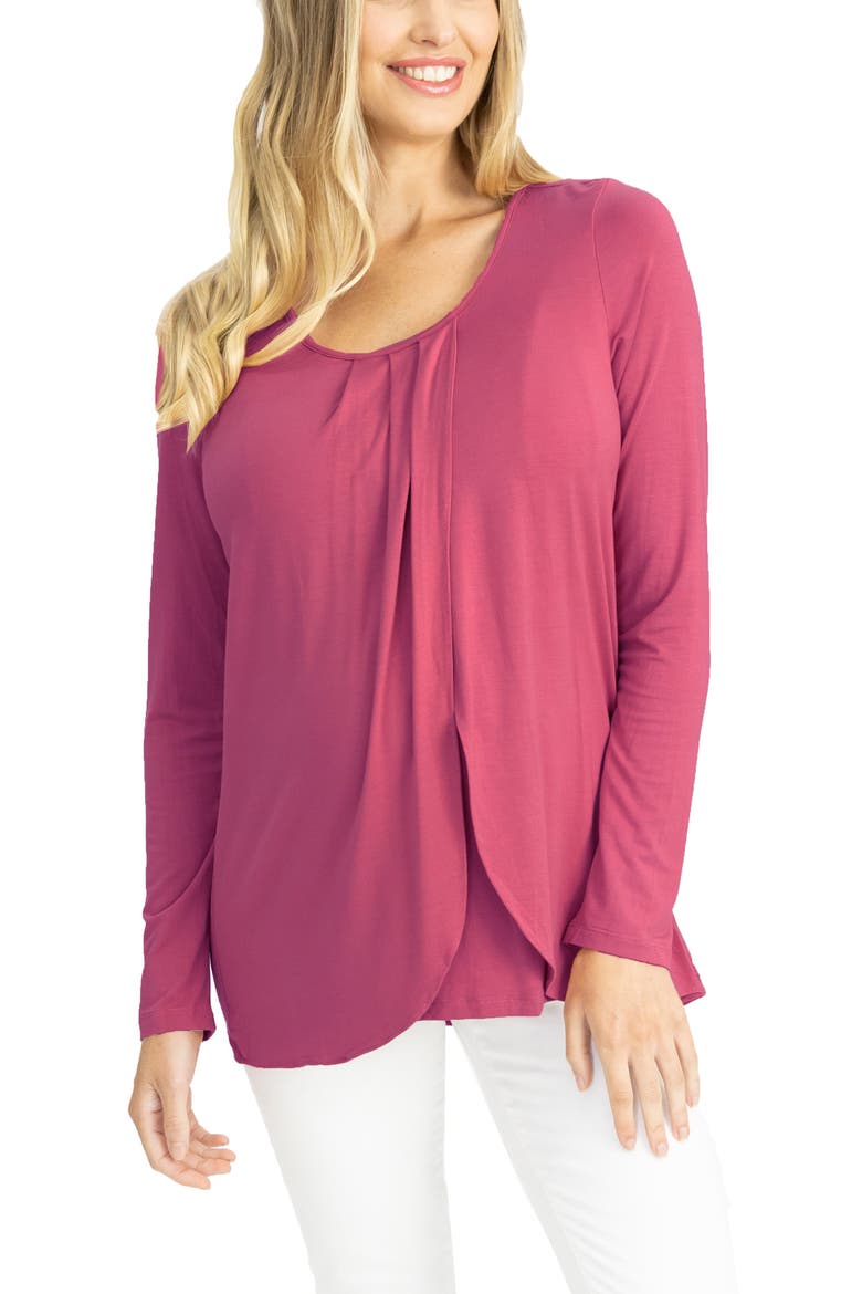 Petal Front Maternity/Nursing Top, Main, color, RASPBERRY