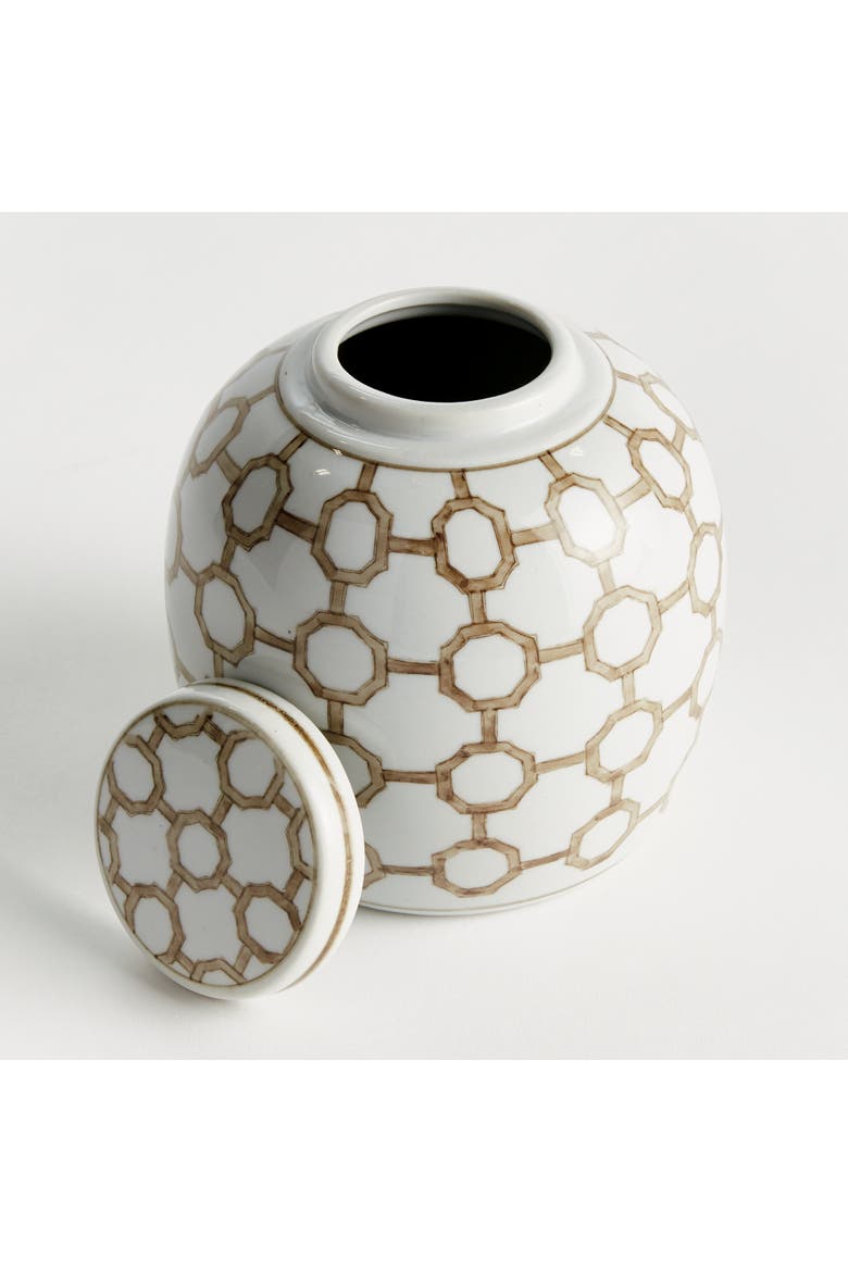 Province Link Lidded Jar - Brown & White Chinoiserie, Alternate, color, White