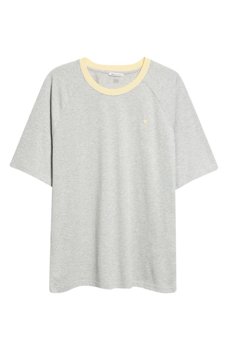 AMI PARIS Ami de Coeur Embroidered Cotton Ringer T-Shirt, Alternate, color,