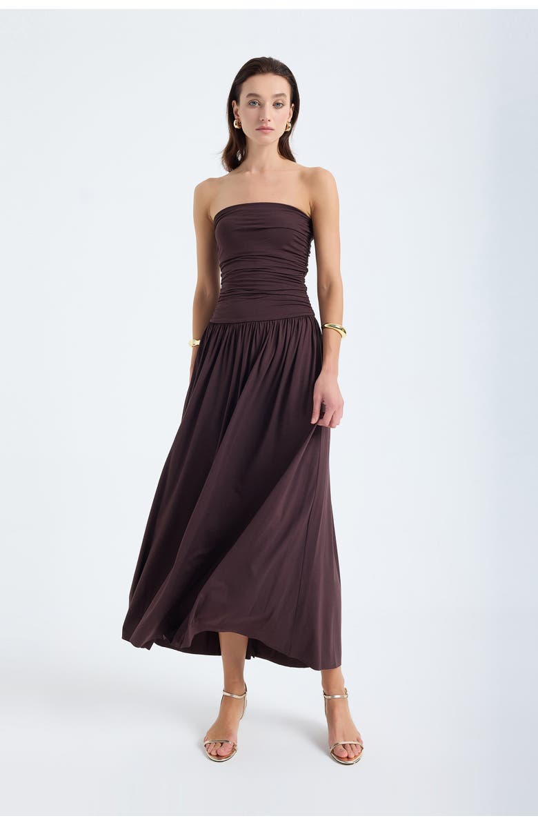 Monlicia Aluna Strapless Maxi Dress, Alternate, color, Brown