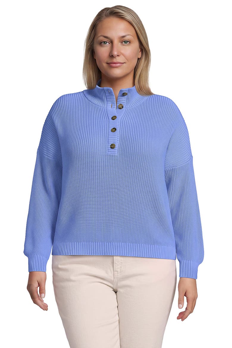 Plus Size Cotton Button Up Henley Sweater, Main, color, Clear Blue Sky
