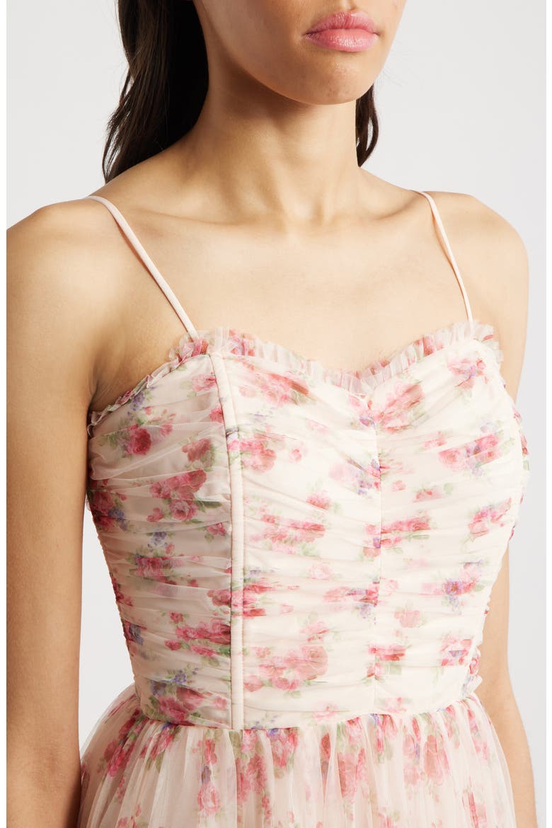 Irina Floral Ruffle Fit & Flare Midi Dress, Alternate, color, PINK FLORAL