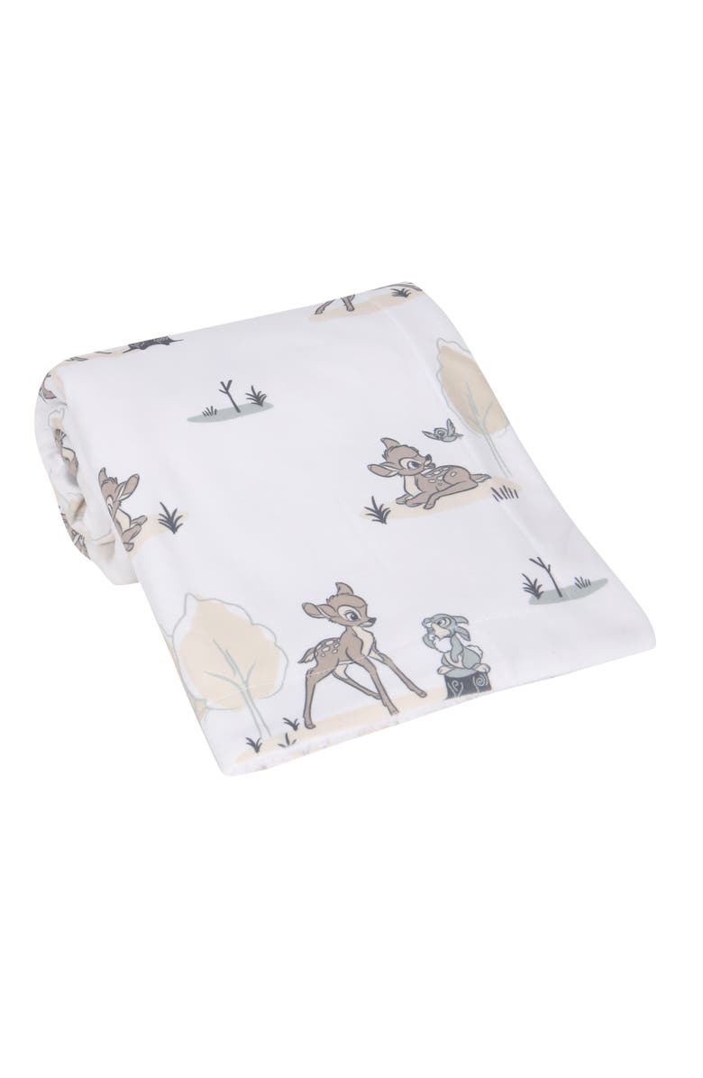 Lambs & Ivy Disney Baby Bambi & Thumper Minky/Fleece Deer Baby Blanket, Alternate, color, White