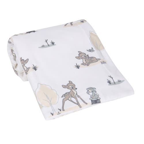 Lambs & Ivy Disney Baby Bambi & Thumper Minky/fleece Deer Baby Blanket In White