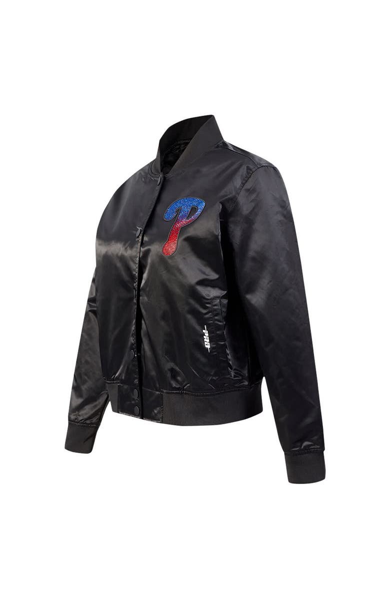 PRO STANDARD Women's Pro Standard Black Philadelphia Phillies Rhinestone Satin Full-Snap Jacket, Alternate, color, 