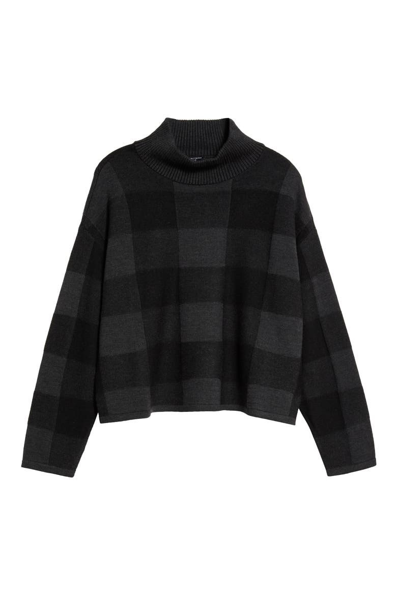 Stripe Wool Turtleneck Sweater, Alternate, color, BLACK/ CHARCOAL
