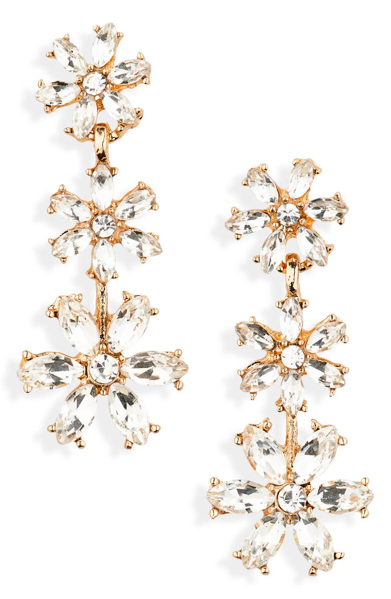 Cara Crystal Drop Earrings, Main, color, Crystal