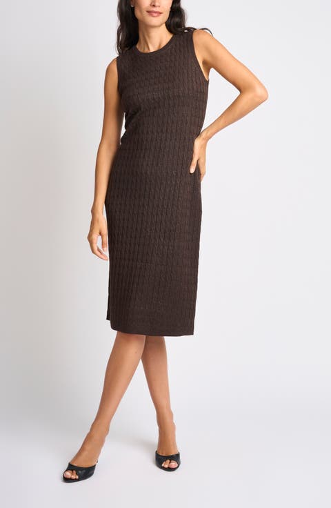 Sleeveless Cable Knit Midi Dress