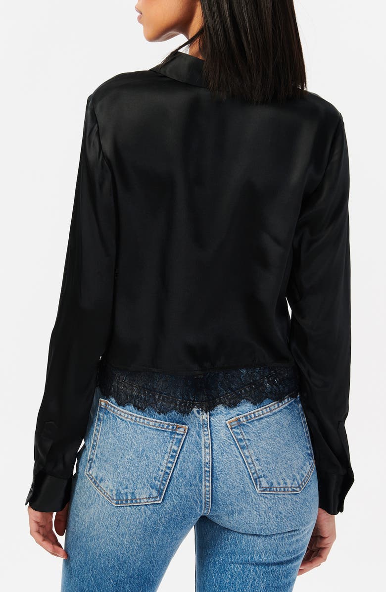 CAMI NYC Rennie Lace Trim Silk Charmeuse Button-Up Shirt, Alternate, color, 