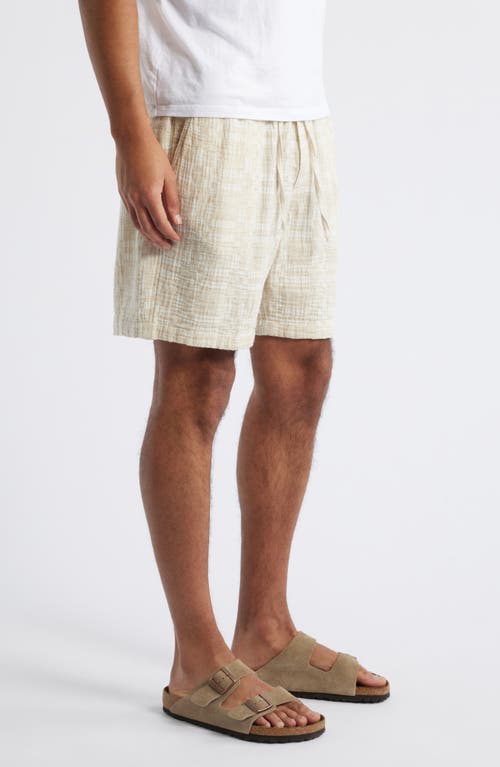 Treasure & Bond Jacquard Check Cotton & Linen Blend Drawstring Shorts