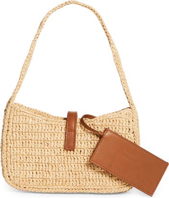 【Saint Laurent】le 5 a 7 ミニ raffia/leather Natural 直営 Saint Laurent Mini Le 5 à 7 Raffia Hobo | Nordstrom