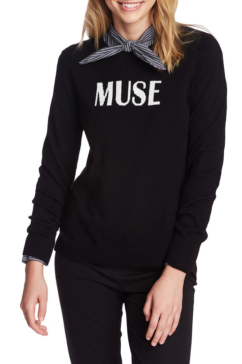 Muse Cotton Blend Sweater, Main, color, RICH BLACK