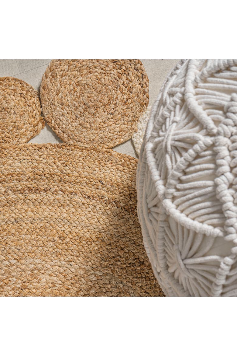 Ayana Two-Tone Jute Hippy Circle Round Area Rug, Alternate, color, Natural/Cream