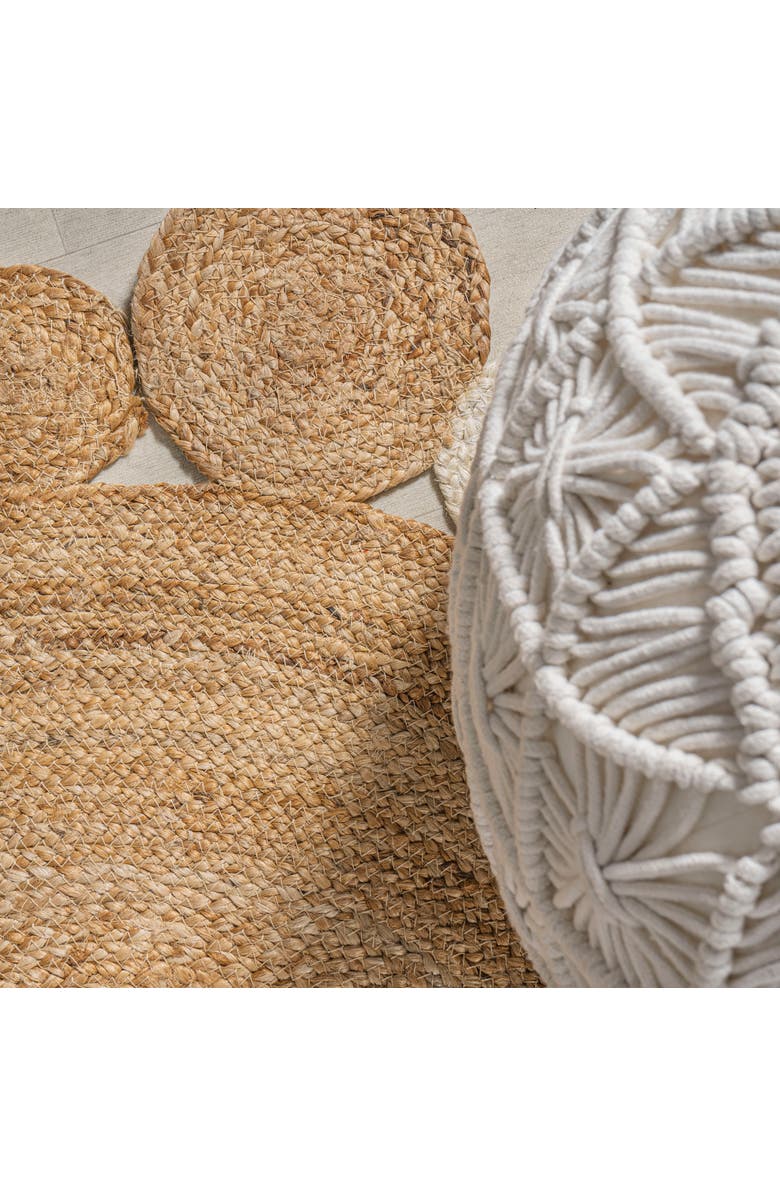 JONATHAN Y Ayana Two-Tone Jute Hippy Circle Round Area Rug, Alternate, color, Natural/Cream