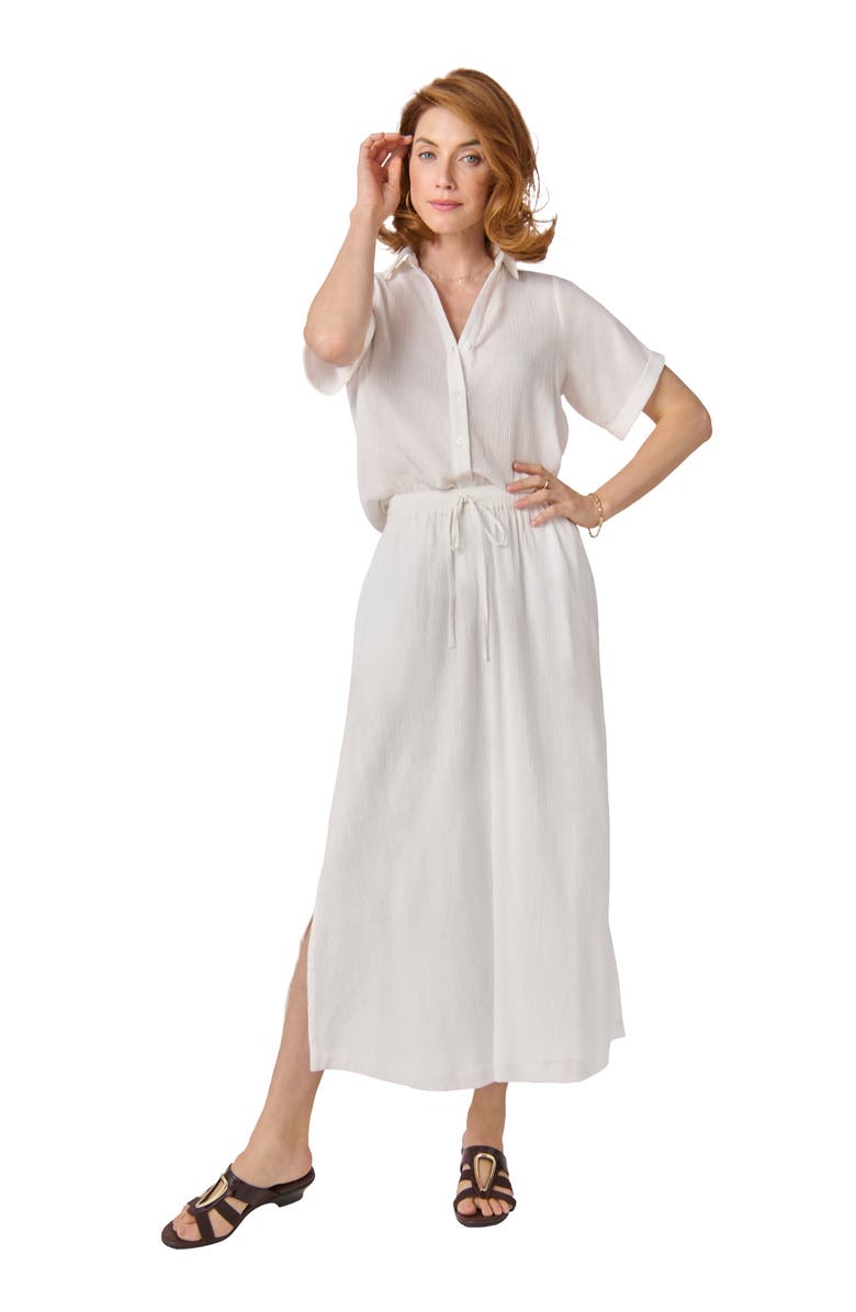 Jessica London Cotton Gauze Camp Shirt, Main, color, White