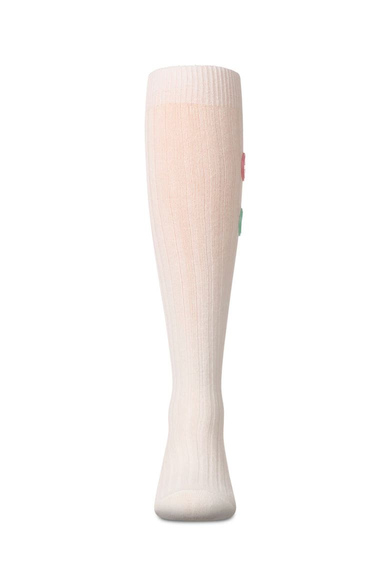 Rubber Smiley Face Rich Knee Sock, Alternate, color, Winter White