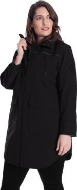 Alpine North Kusawa Plus Size - Mid-length Hooded Drawstring-Waist Raincoat