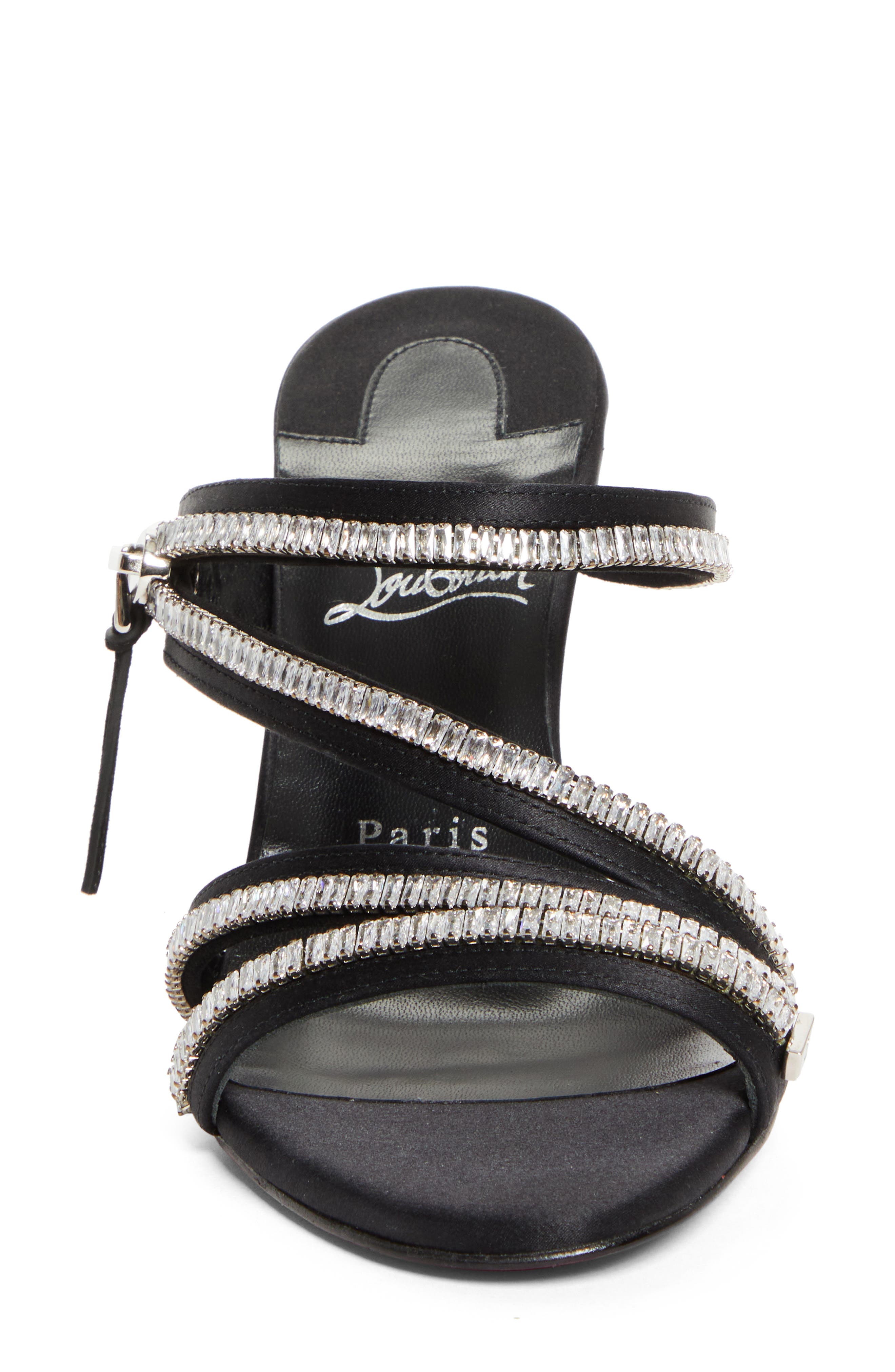 Merylzip Crystal Embellished Sandal, Alternate, color, BLACK