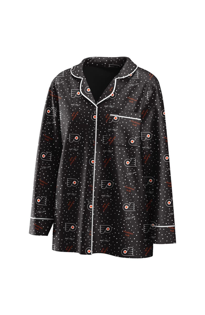 WEAR by Erin Andrews Women's WEAR by Erin Andrews Black Philadelphia Flyers Long Sleeve Button-Up Shirt & Pants Sleep Set, Alternate, color, Black