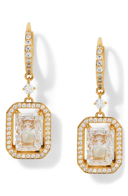 Nadri Radiant Halo Drop Earrings in Gold 