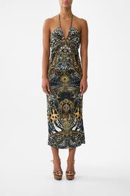 Camilla Cut Out Sleeveless Jersey Halter Neck Dress
