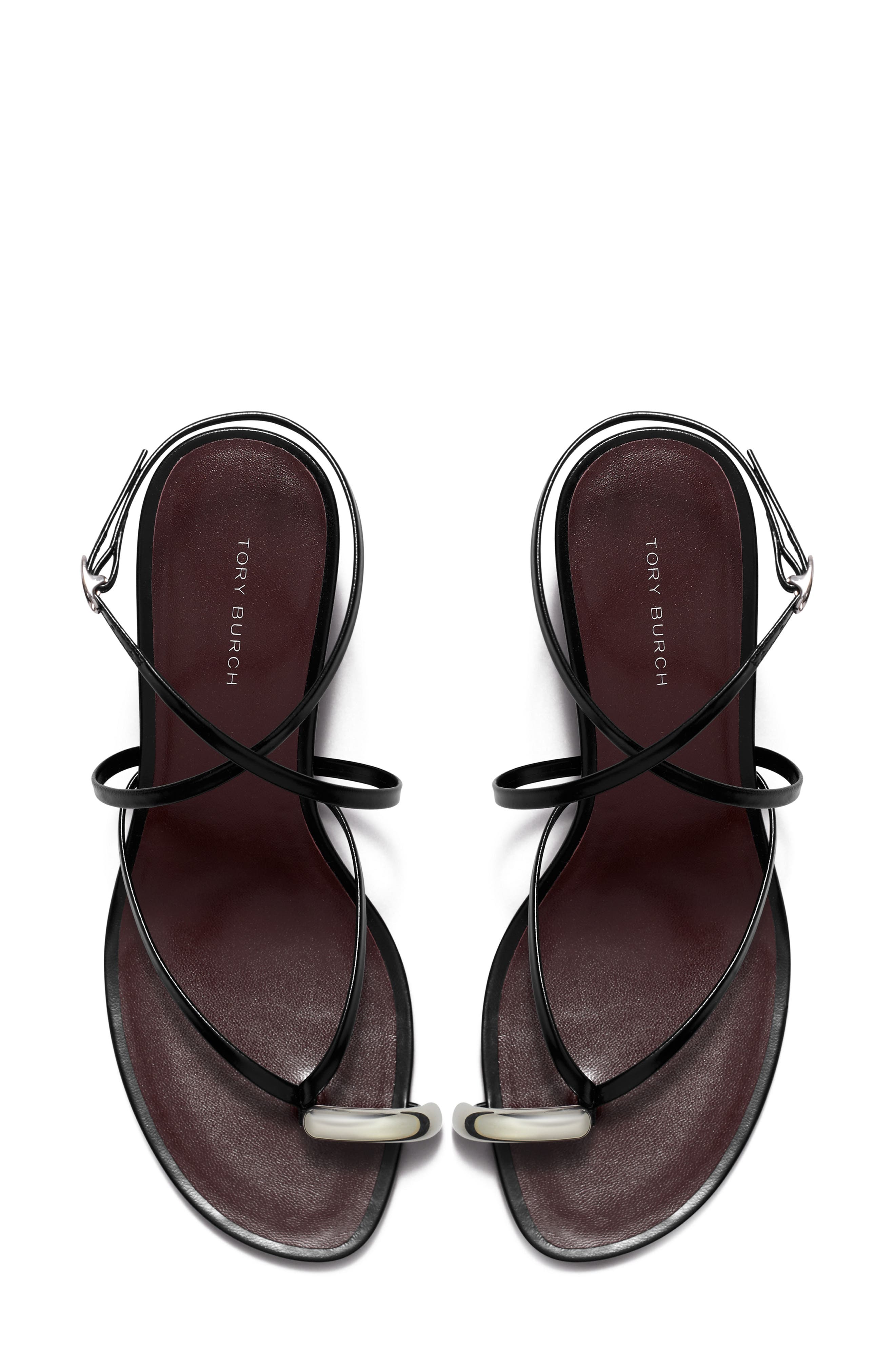 Tory Burch Strappy Sandal, Alternate, color, Perfect Black / Silver