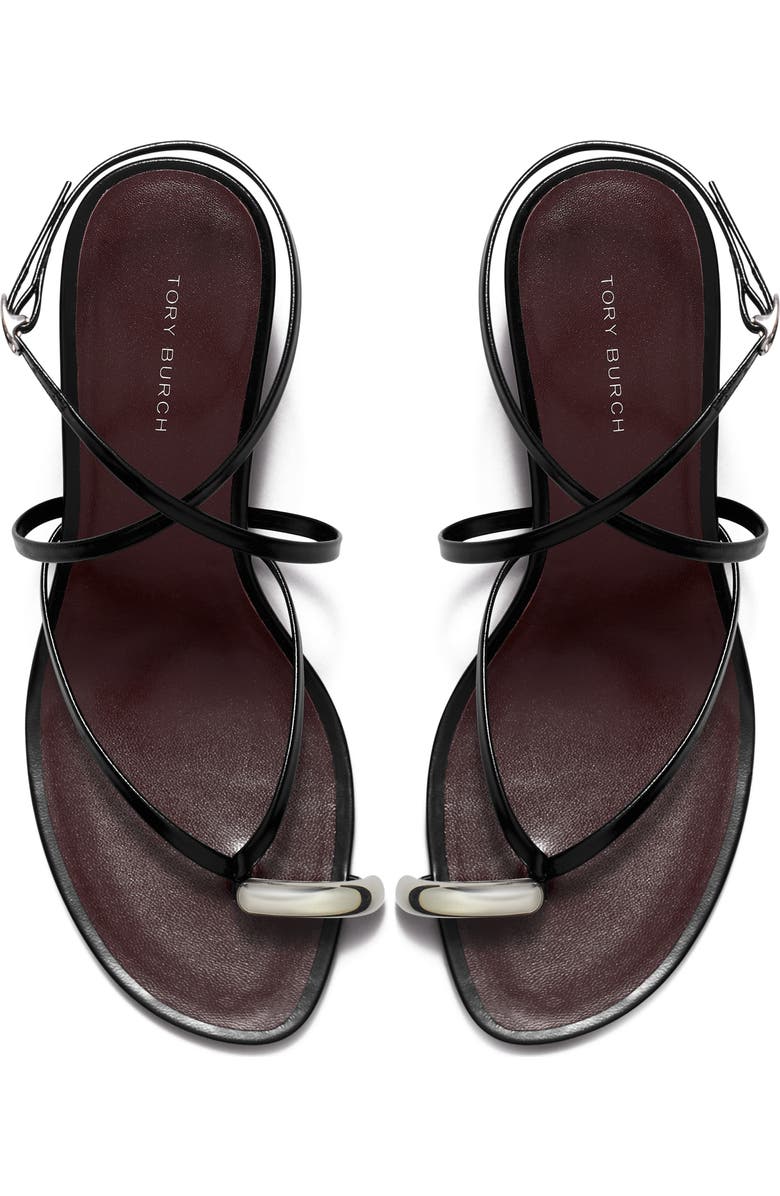 Tory Burch Strappy Sandal, Alternate, color, Perfect Black / Silver