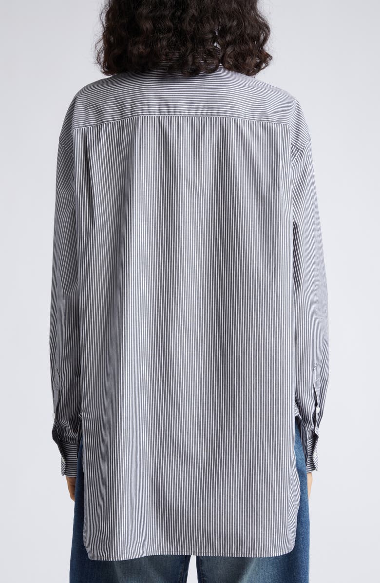 Nili Lotan Yorke Stripe High-Low Cotton Shirt, Alternate, color, 