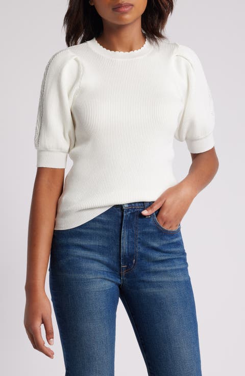 Short Sleeve Rib Sweater