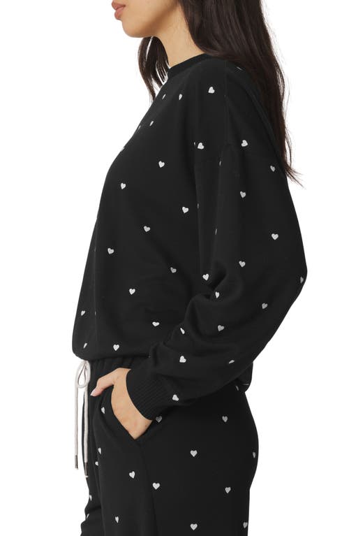 Splendid Love Embroidered Lounge Sweatshirt In Black