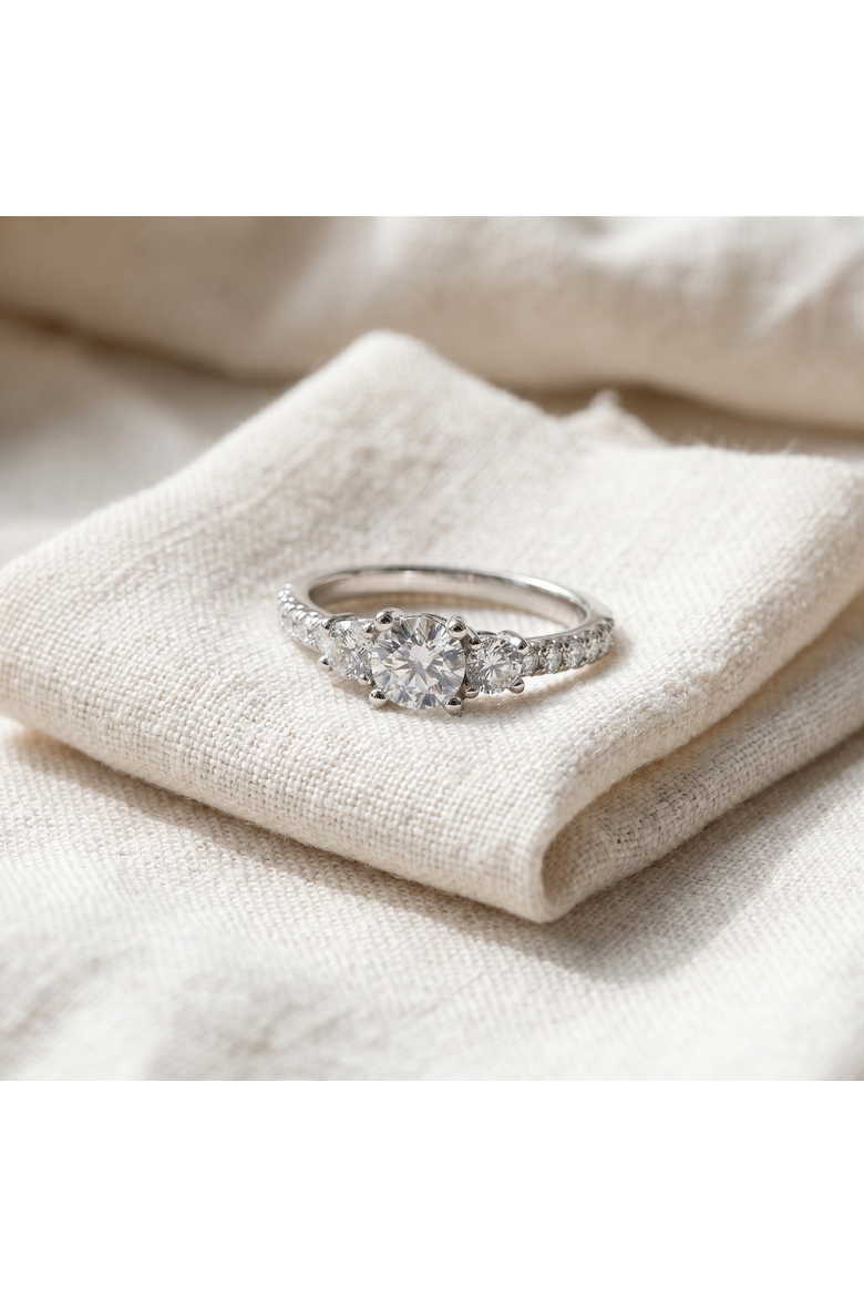 3/4ct Elira Three Stone Diamond Ring 10K Gold Lab Grown, Alternate, color, 10k Yellow Gold