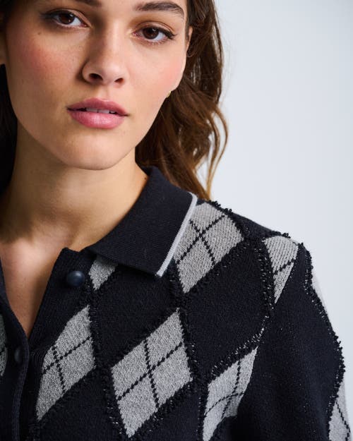 Lisa Todd Diamond Dip Argyle Cardigan In Black